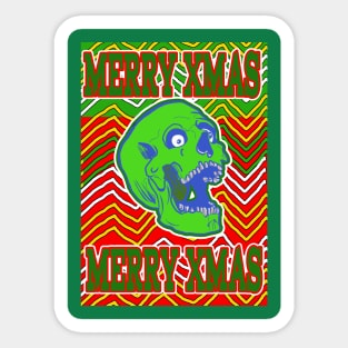 Merry Xmas Skull Christmas Sweater in Bad Taste Sticker